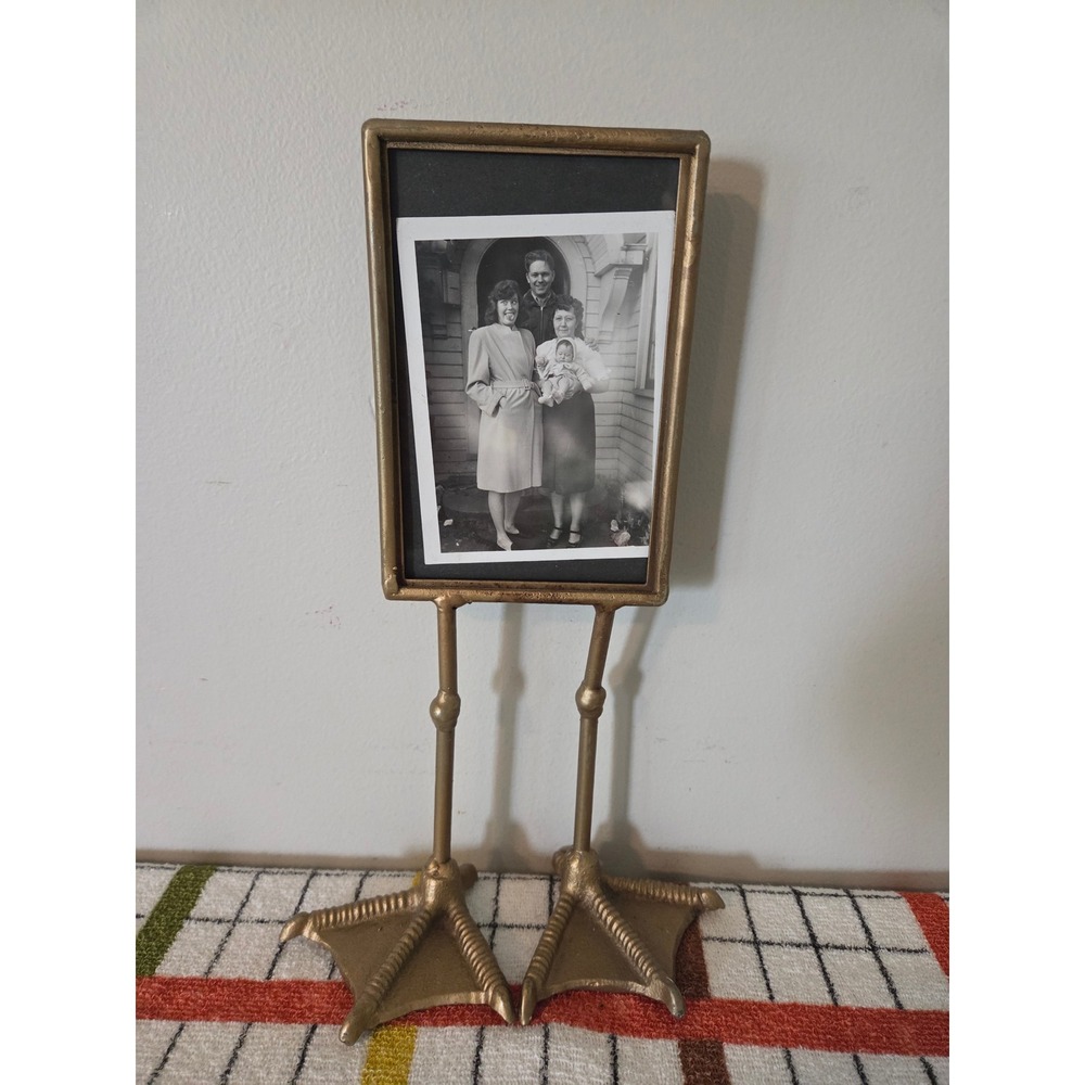 Gold Bird Feet Picture Frame Whimsical Metal Duck Leg Photo Holder 4x6 Decor